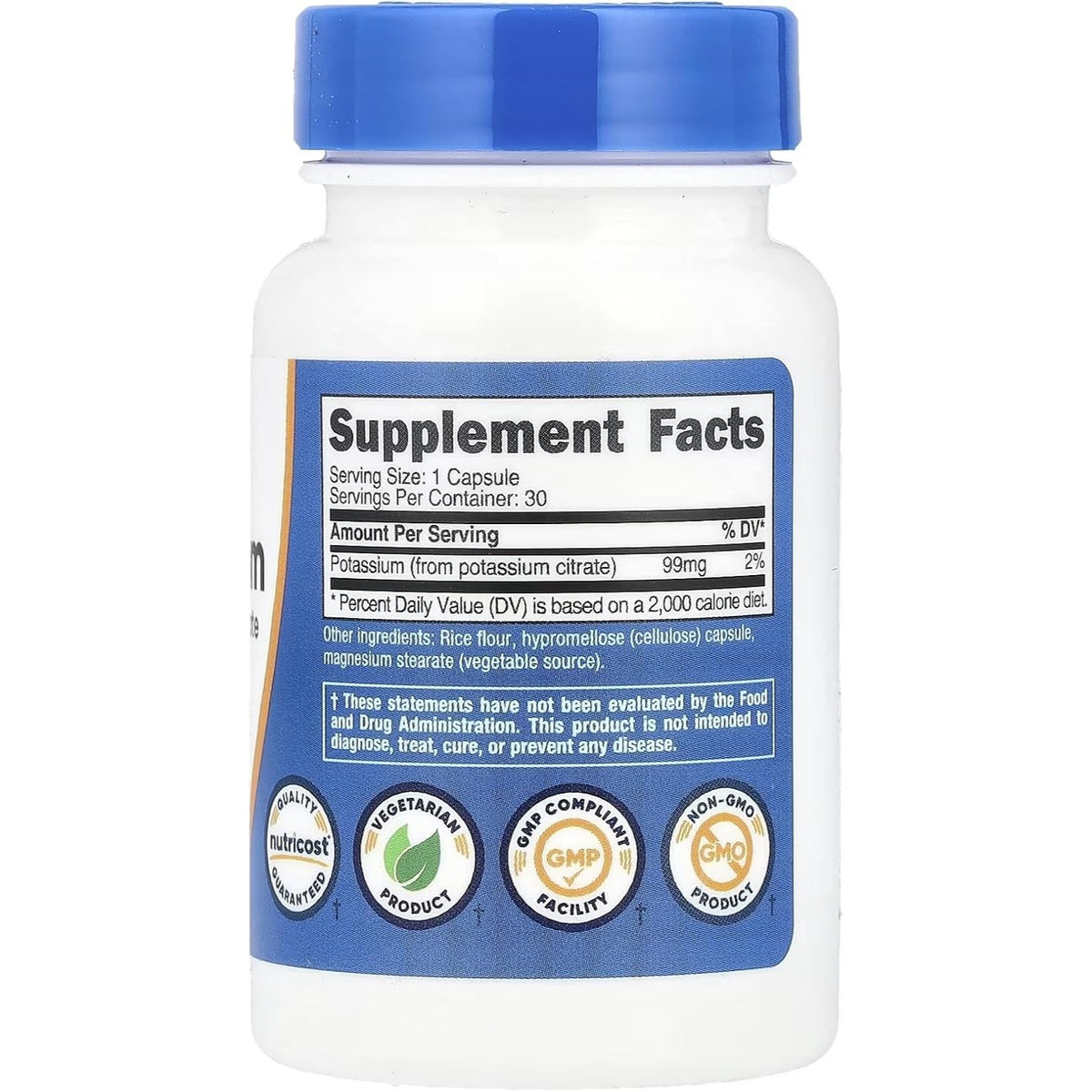 Nutricost Citrato de Potasio 99 mg 30 Cápsulas