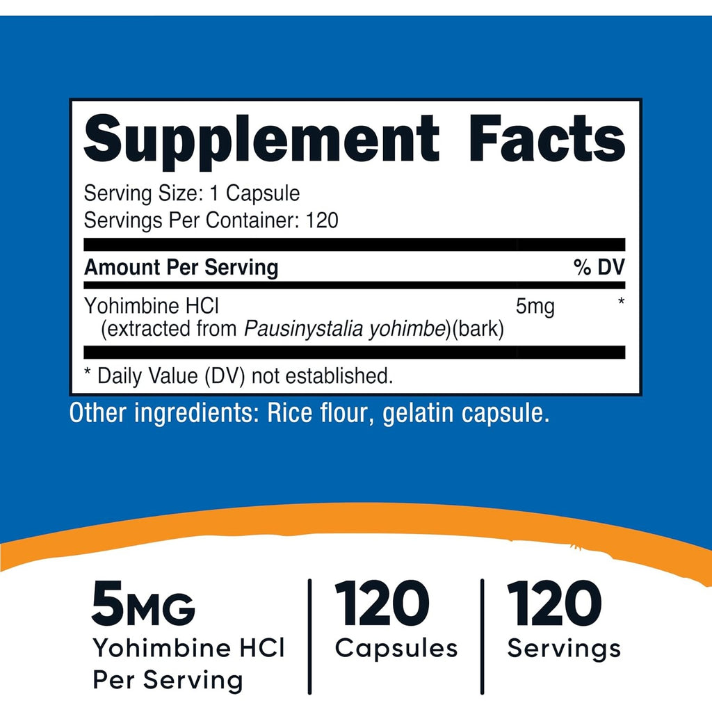 Nutricost Yohimbina HCL 5 mg 30 Cápsulas