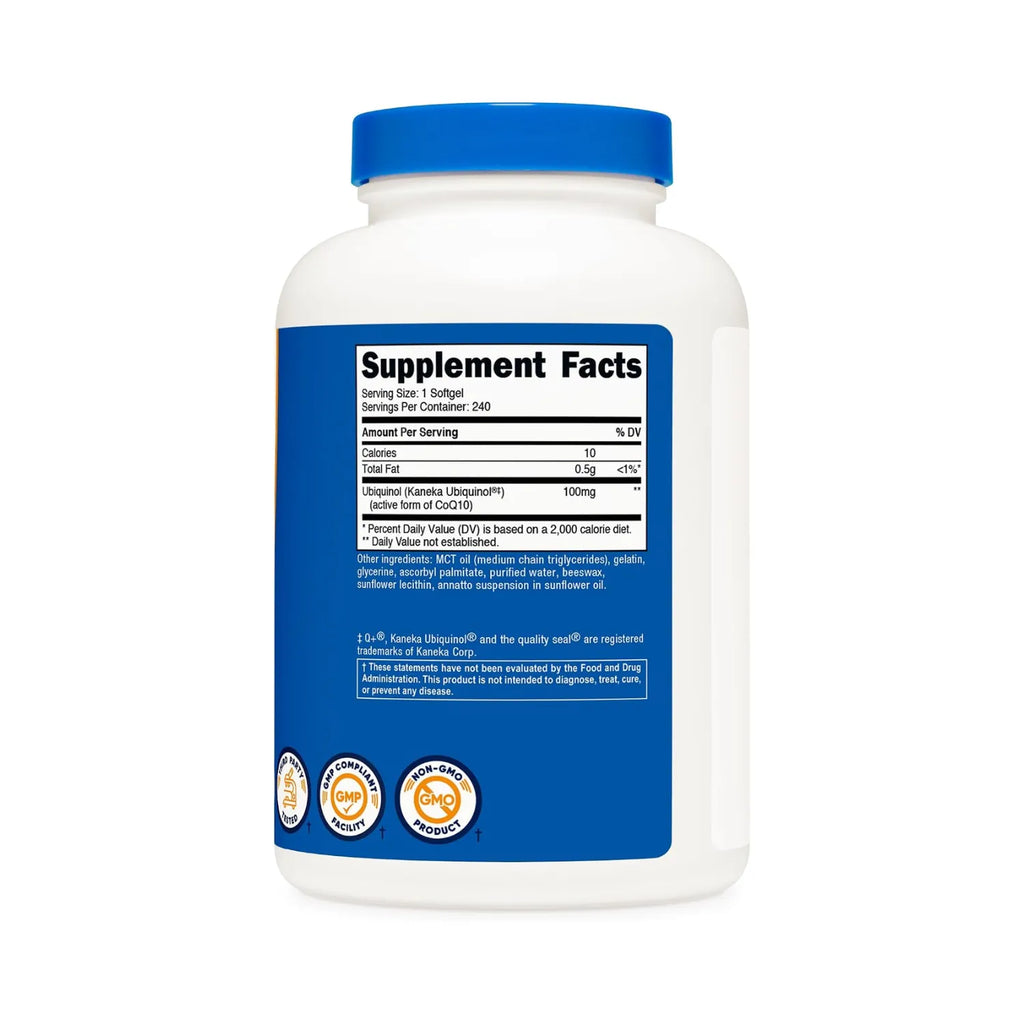 Nutricost Ubiquinol 100 MG Antioxidante de Absorción Superior | Forma Activa de CoQ10 240 Cápsulas Blandas 240 servicios