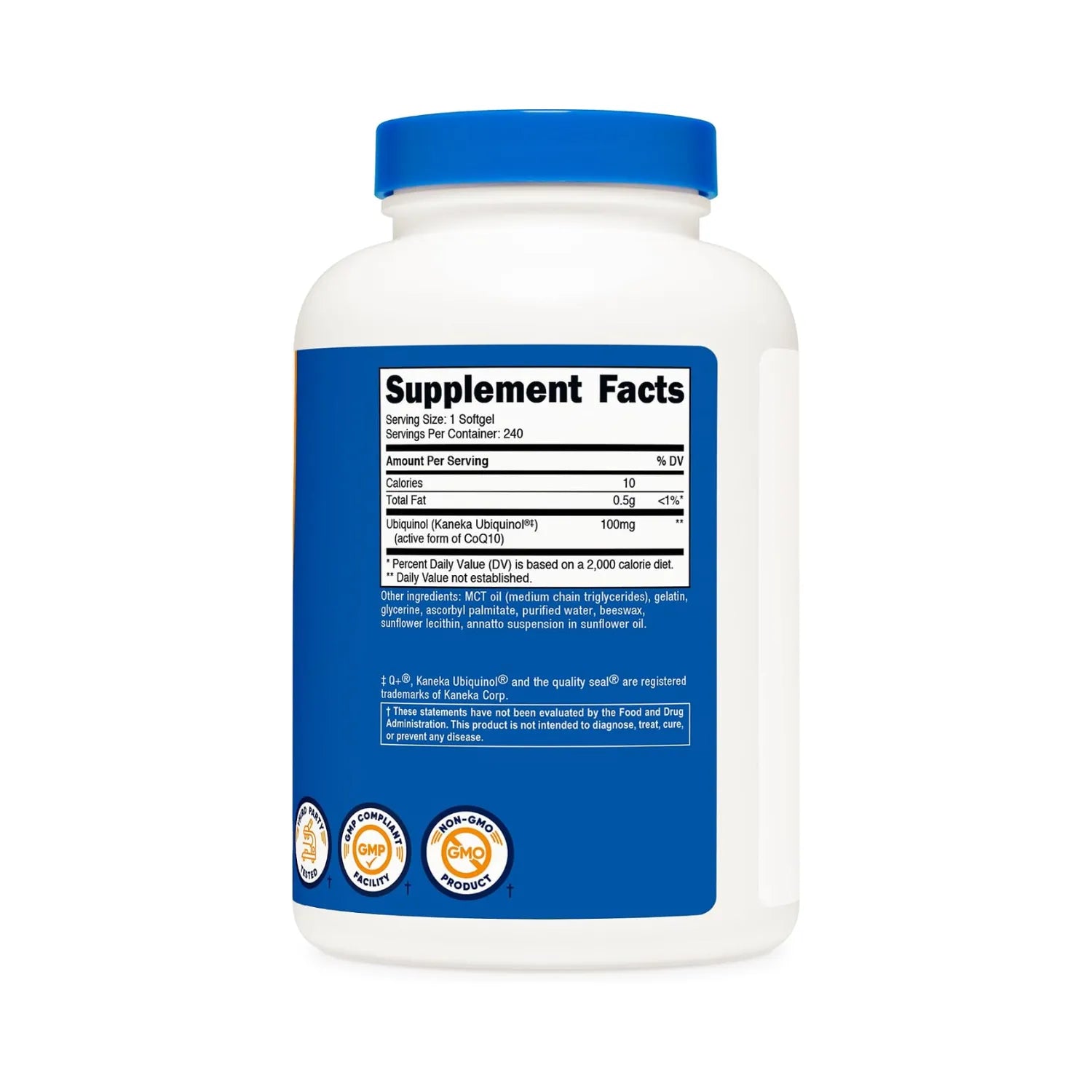 Nutricost Ubiquinol 100 MG Antioxidante de Absorción Superior | Forma Activa de CoQ10 240 Cápsulas Blandas 240 servicios