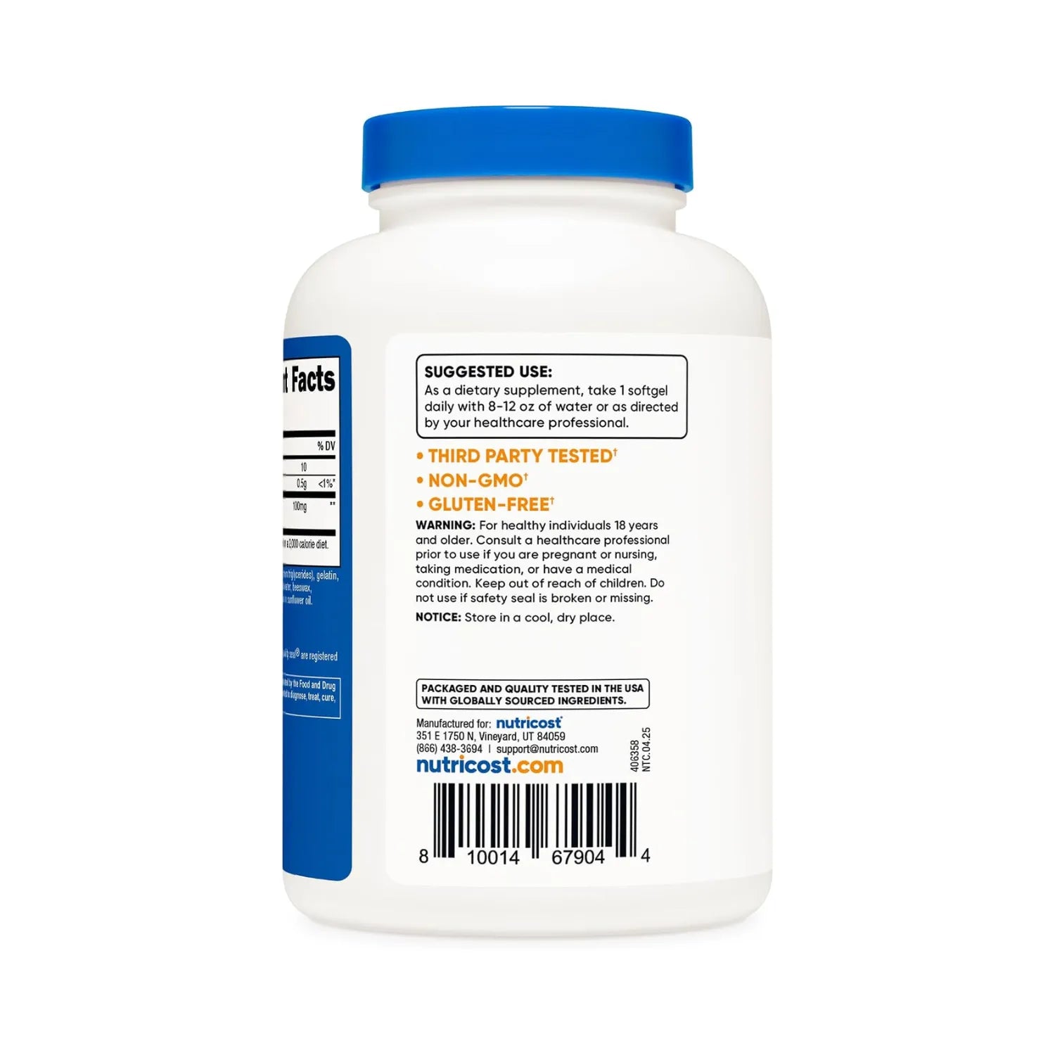 Nutricost Ubiquinol 100 MG Antioxidante de Absorción Superior | Forma Activa de CoQ10 240 Cápsulas Blandas 240 servicios