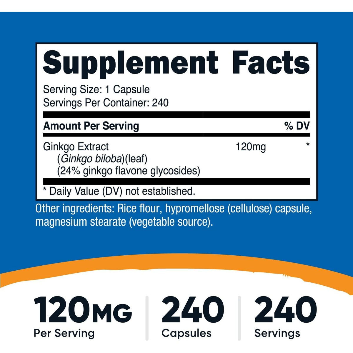 Nutricost Ginkgo Biloba 120 mg 240 Cápsulas Vegetales