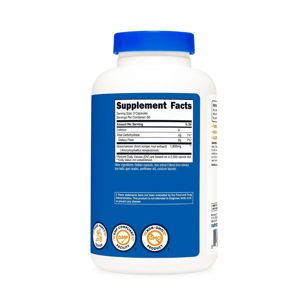 Nutricost Glucomanano 1800 mg por porción, 180 cápsulas, sin gluten