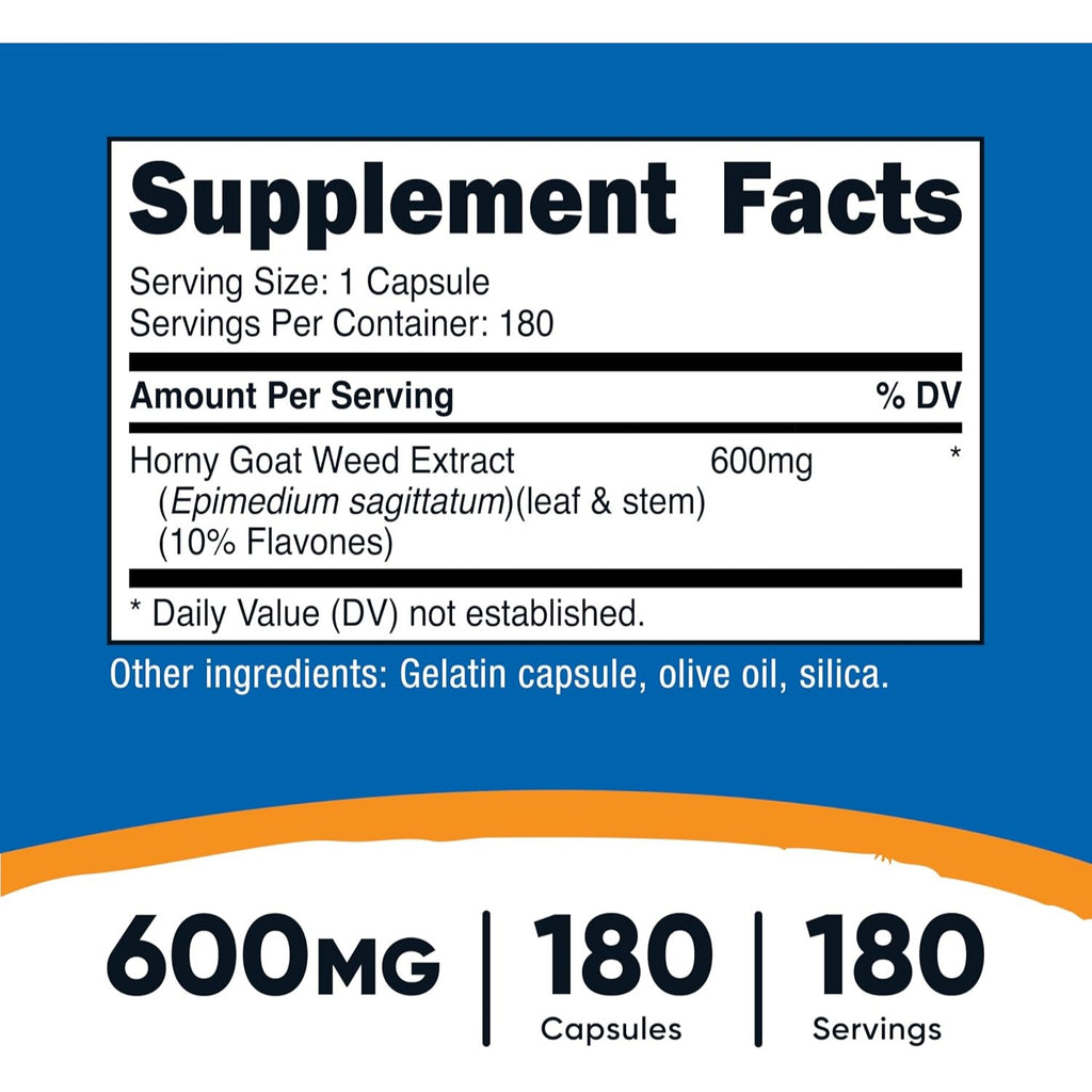 Nutricost Epimedium (Hierba de Cabra en Celo) 600 mg 180 Cápsulas