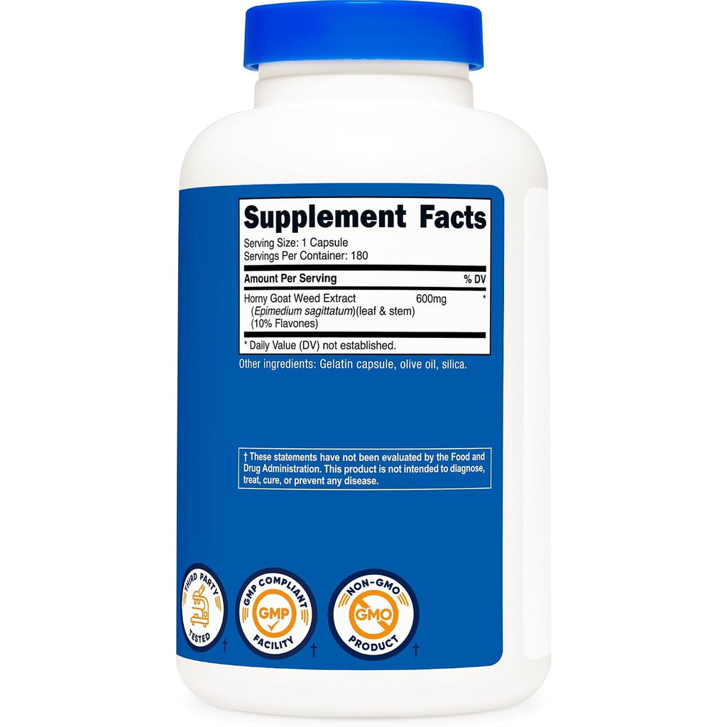 Nutricost Epimedium (Hierba de Cabra en Celo) 600 mg 180 Cápsulas