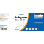 Nutricost L-Arginina 500 mg 300 Cápsulas