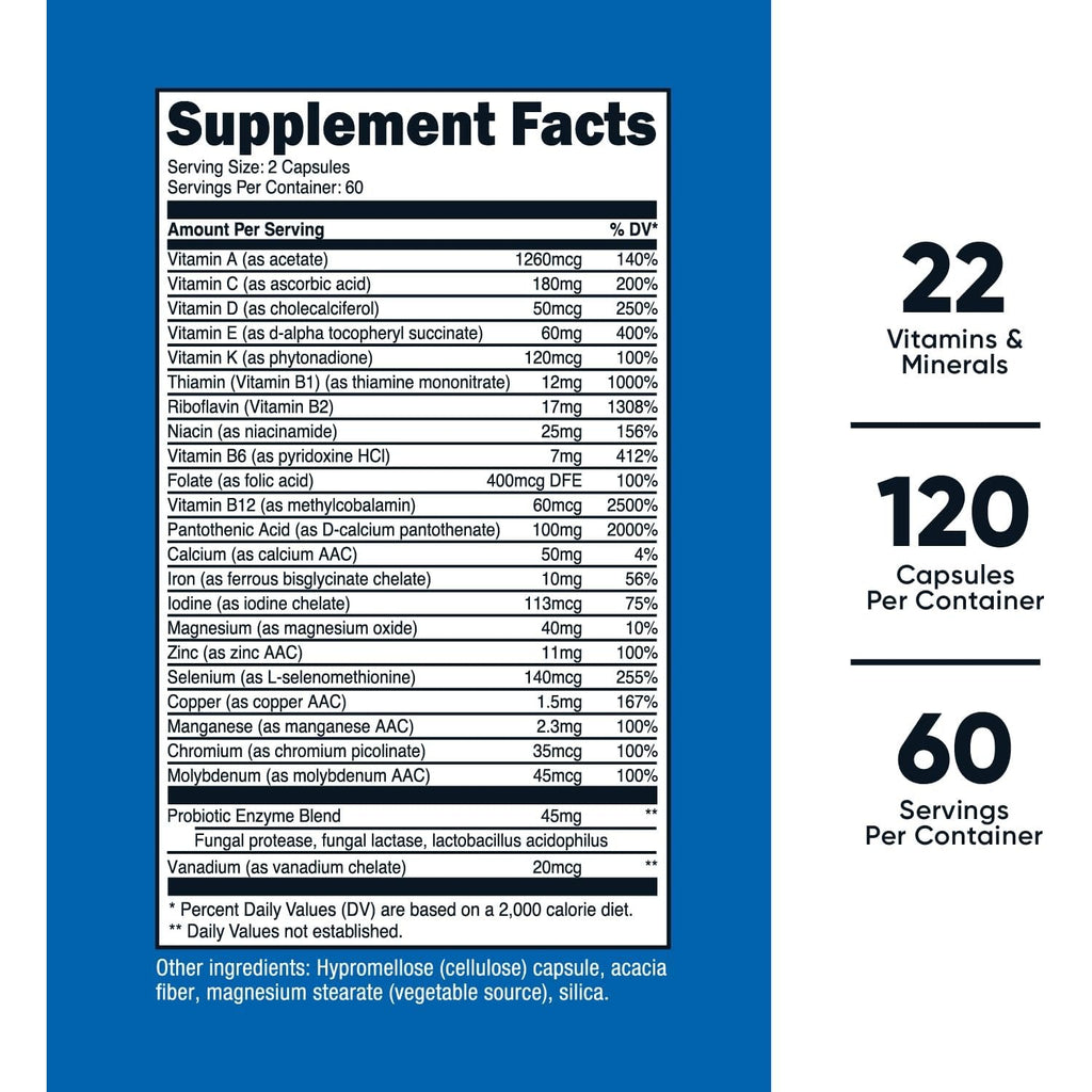 Nutricost Multivitamínico con Probióticos 120 Cápsulas Vegetales