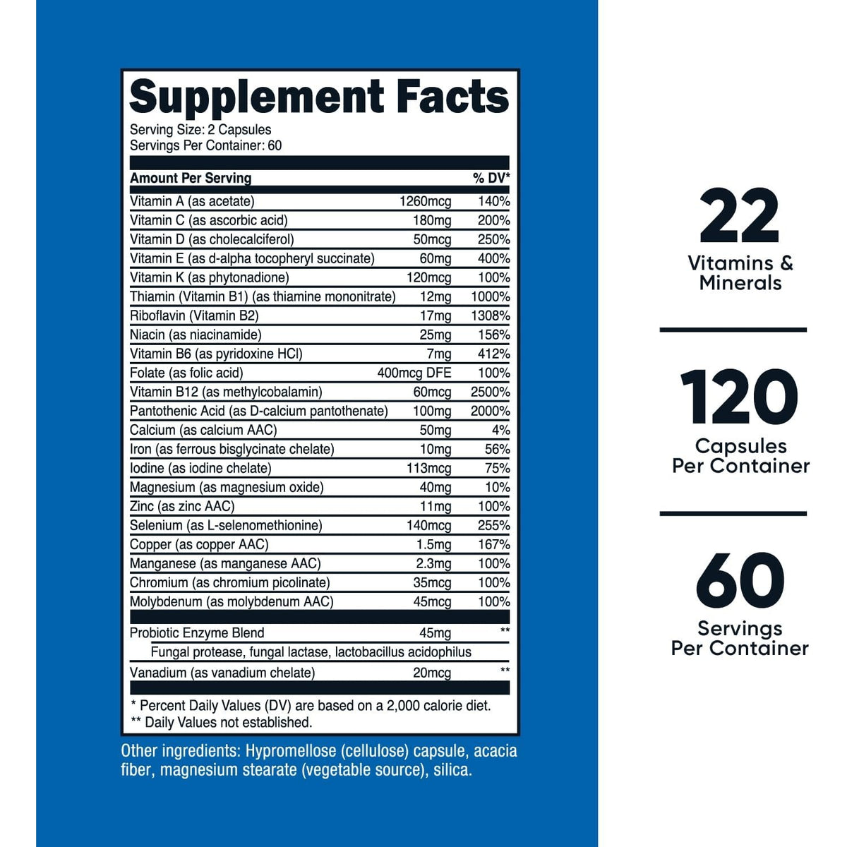Nutricost Multivitamínico con Probióticos 120 Cápsulas Vegetales
