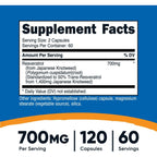 Nutricost Resveratrol Antioxidante 700 Mg 120 Cápsulas