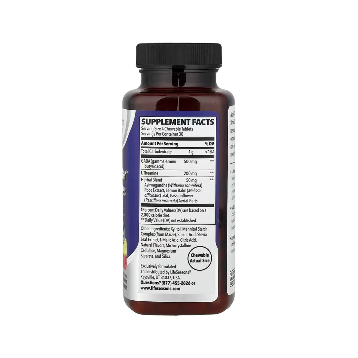 LifeSeasons, Therapeutics, Anxie-teen™ Focus And Stress, (Soporte Al Estrés y la Concentración) Limón Y Bayas, 120 Tabletas Masticables