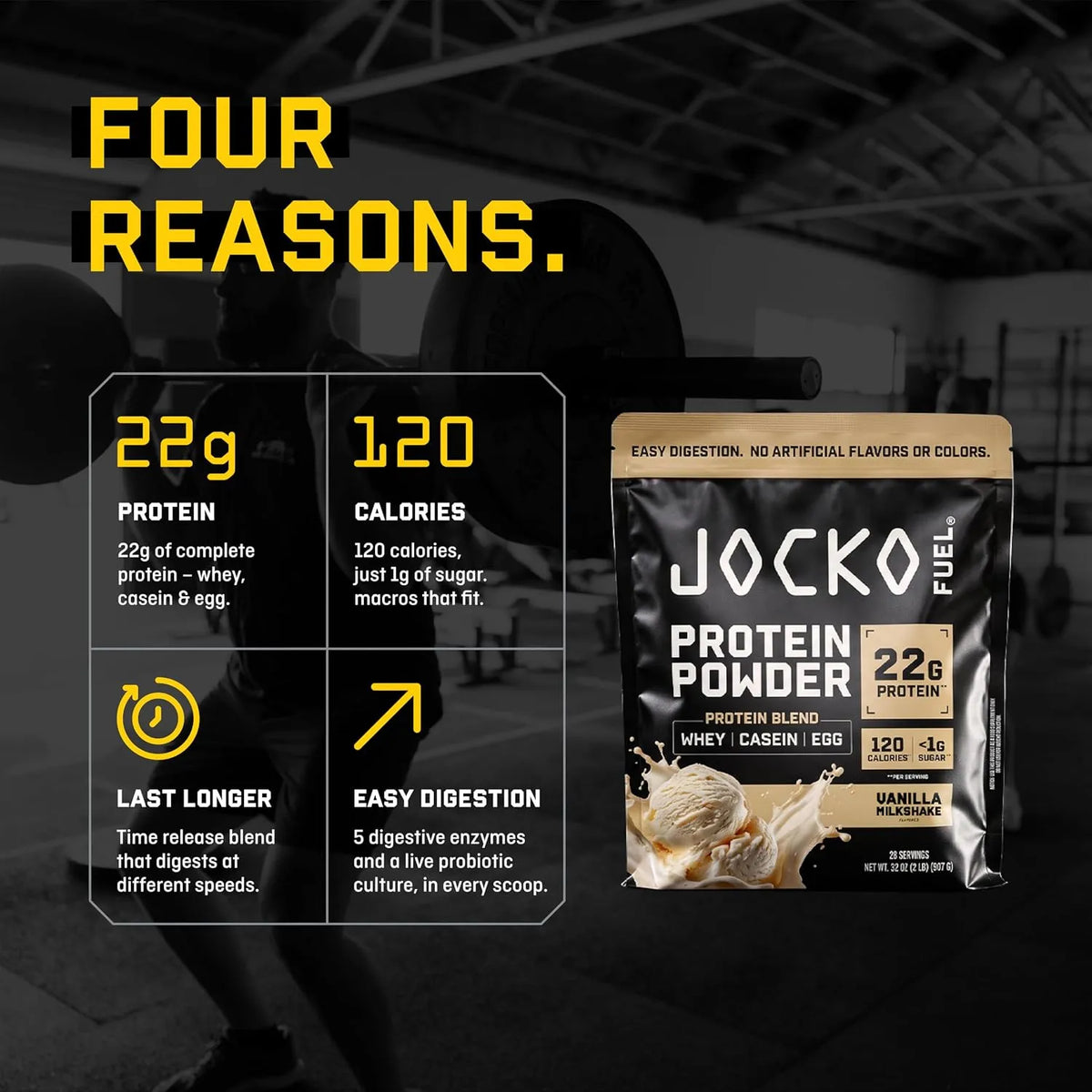 Jocko Fuel Mölk Protein | Proteína en Polvo Grass Fed | 28 Servicios | Sabor Vainilla | 22 g de Proteína por Porción