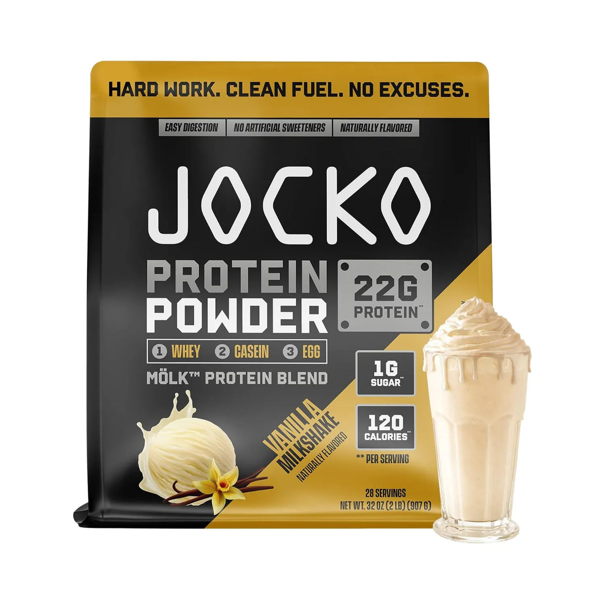 Jocko Fuel Mölk Protein | Proteína en Polvo Grass Fed | 28 Servicios | Sabor Vainilla | 22 g de Proteína por Porción