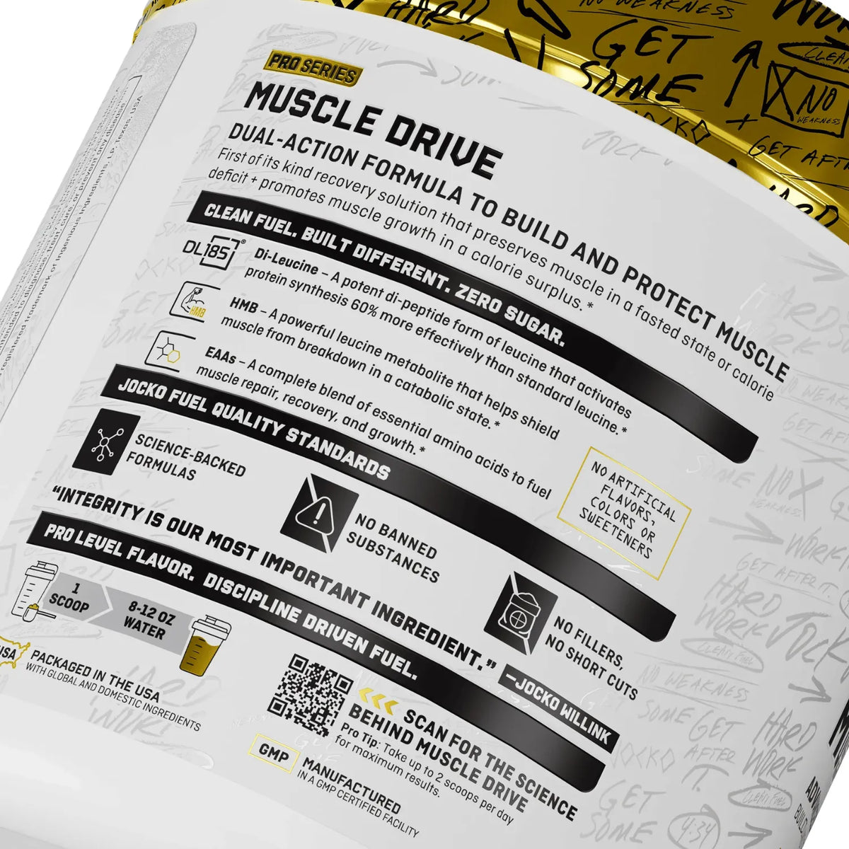 Jocko Fuel Pro Series Muscle Drive Suplemento en Polvo para Soporte Muscular, 30 Porciones