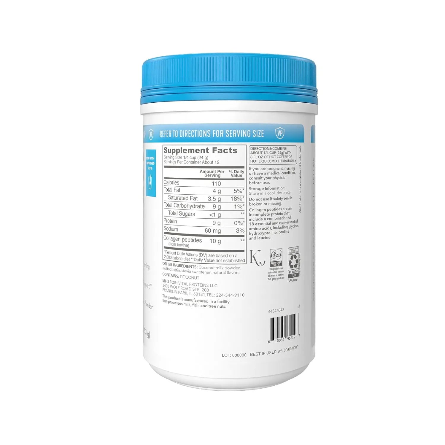 Vital Proteins Collagen Creamer Sustituto De Crema Con Colágeno 293 Gramos 12 Servicios Sabor Original