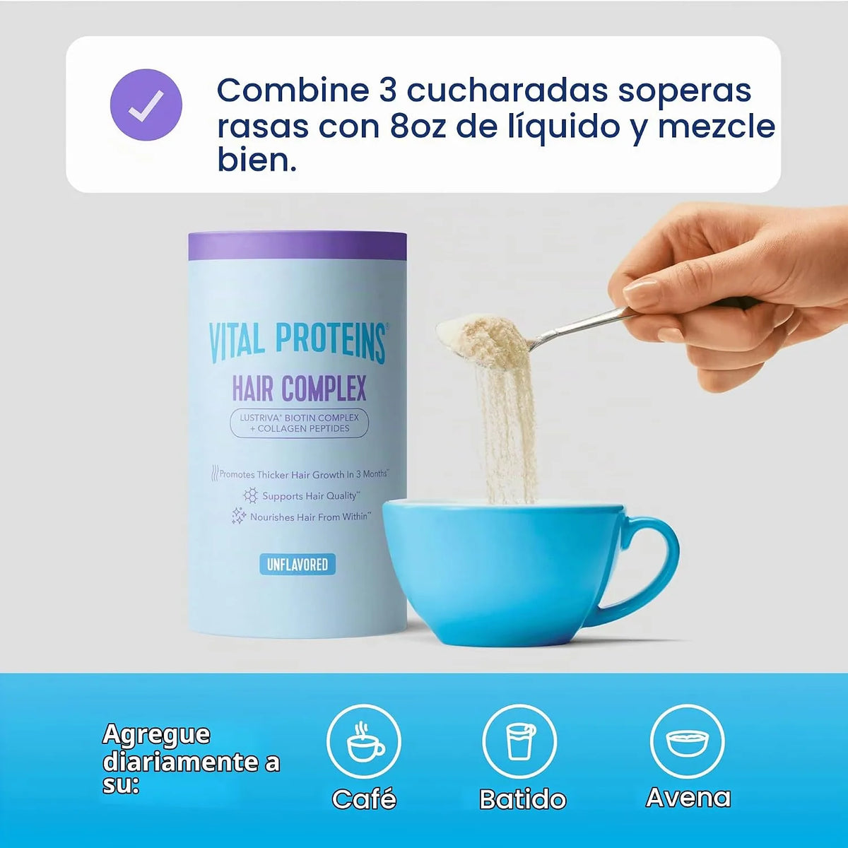 Vital Proteins Hair Complex | Colágeno con Biotina | 320 g | 16 Servicios | Sin Sabor