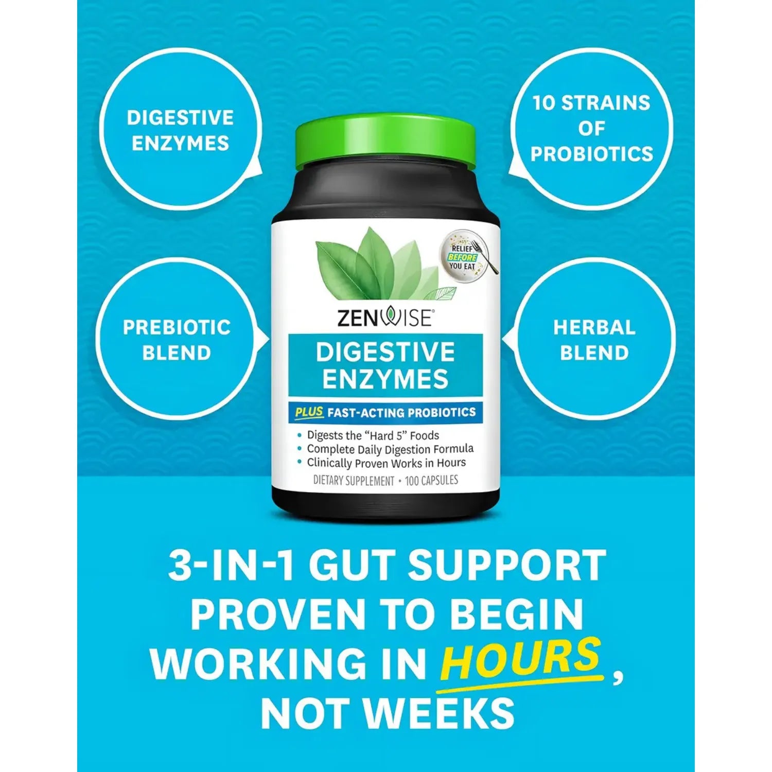 Zenwise Probióticos y prebióticos digestivos 100 caps sfn