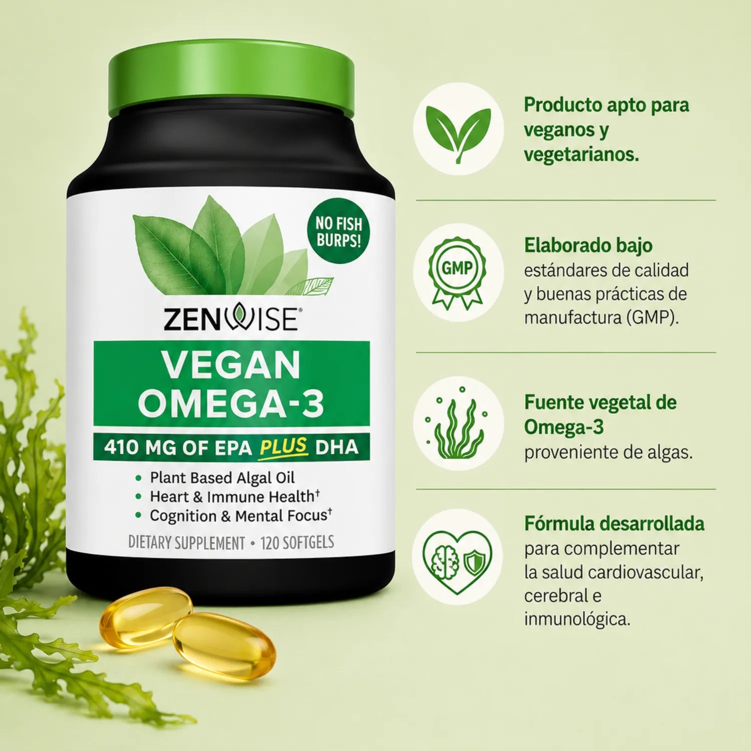 Zenwise Omega 3 Vegano 475 mg 120 Softgels Sfn