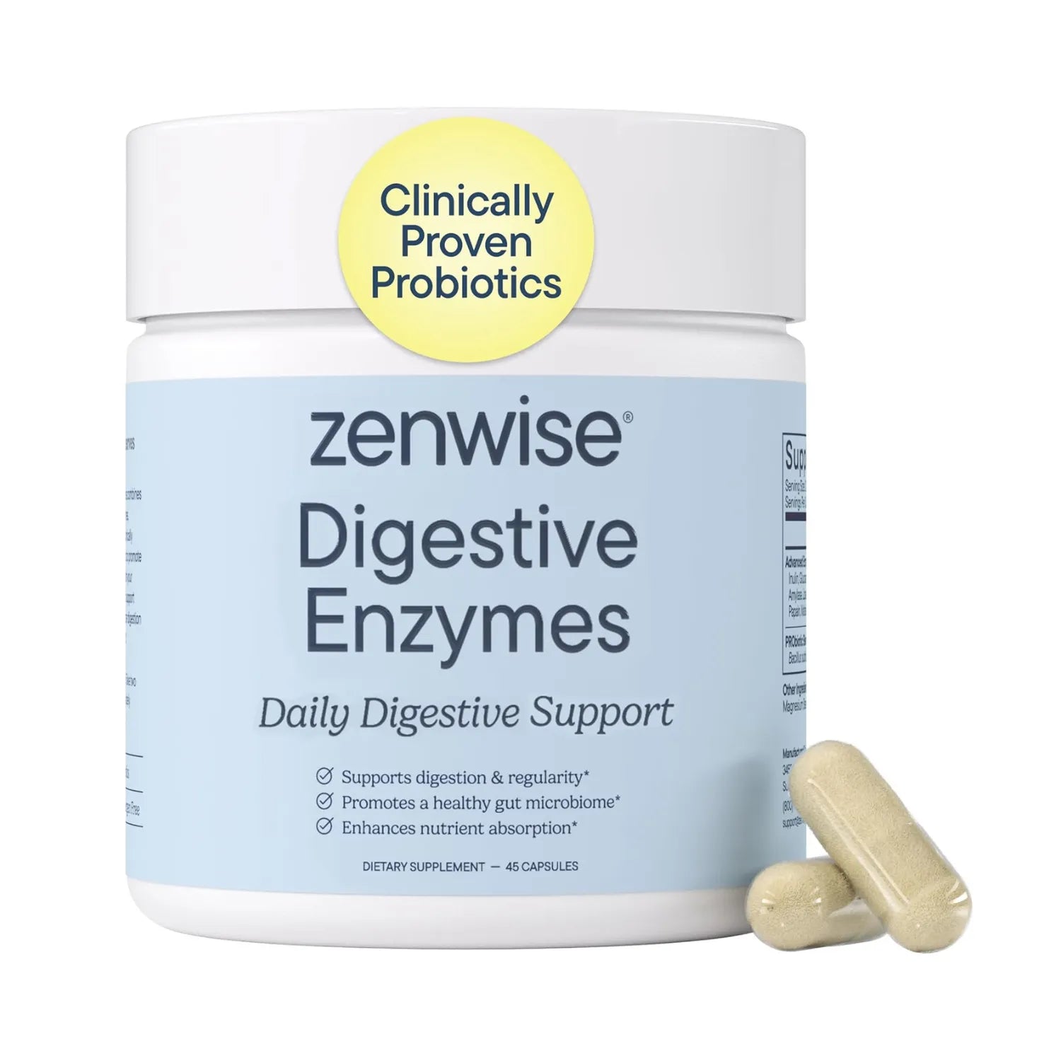 Zenwise Digestive Enzymes Plus Fast-Acting probiotics 45 vegetarian capsules