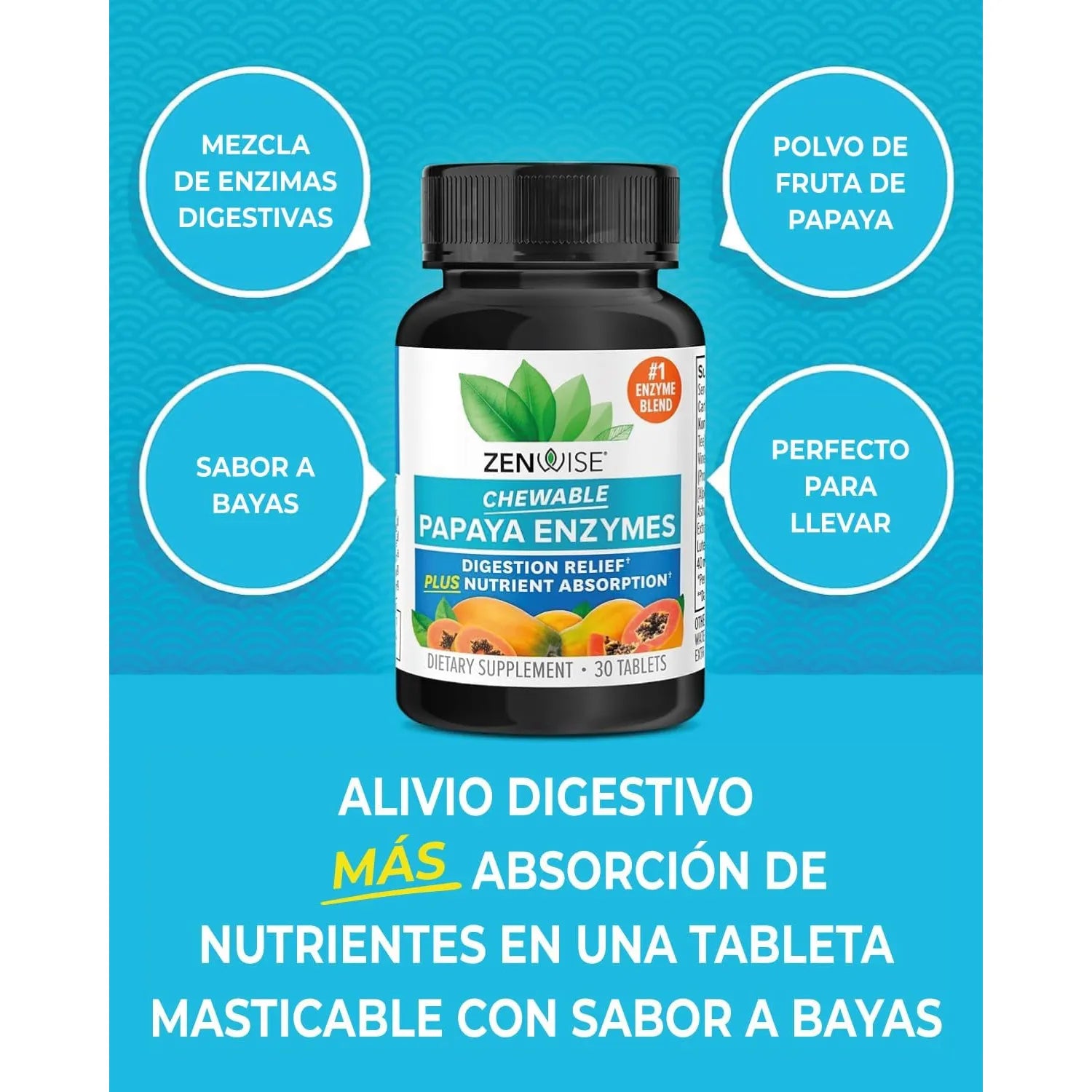 Zenwise Enzimas de papaya 30 masticables Sfn