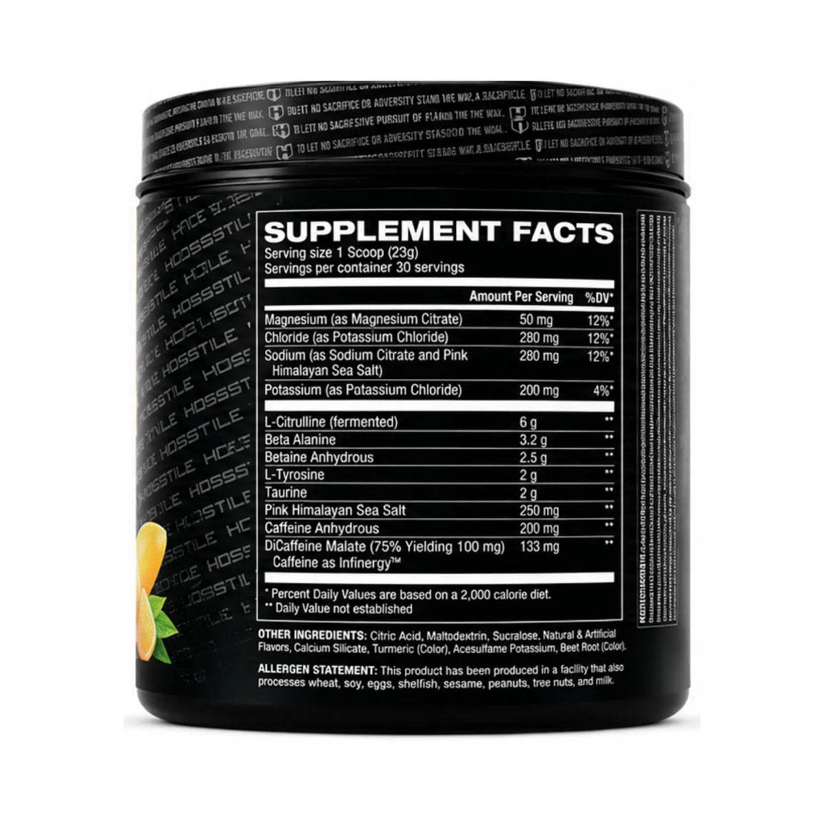 Hosstility Hostile Pre-Workout | Pre Entreno con Citrulina, Beta-Alanina y Cafeína | 30 Servicios | Sabor Orange Fury