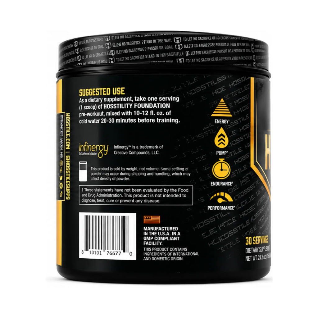 Hosstility Hostile Pre-Workout | Pre Entreno con Citrulina, Beta-Alanina y Cafeína | 30 Servicios | Sabor Orange Fury