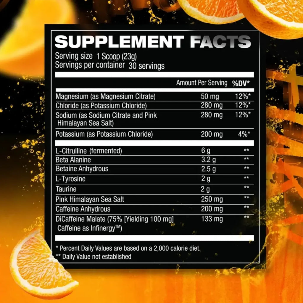 Hosstility Hostile Pre-Workout | Pre Entreno con Citrulina, Beta-Alanina y Cafeína | 30 Servicios | Sabor Orange Fury
