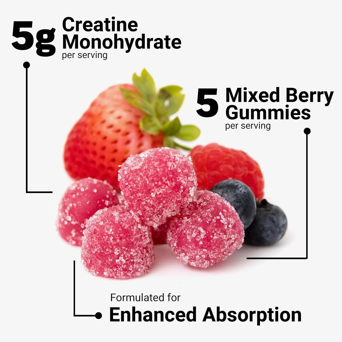 Force Factor Gomitas de creatina 150 gomitas Bayas Mixtas