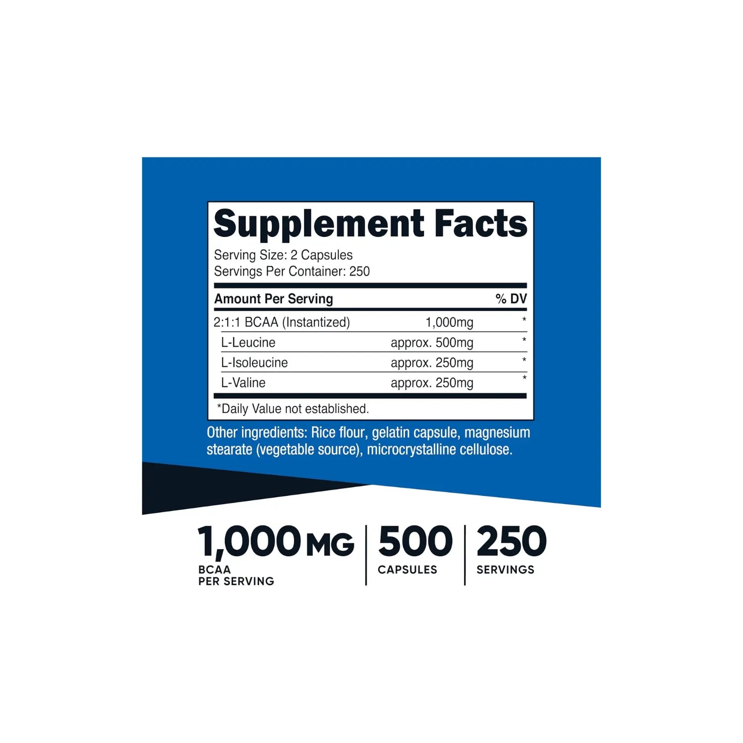 Nutricost Bcaa 2:1:1 Aminoacidos 500mg Rendimiento y recuperacion                 (500 mg por cápsula)