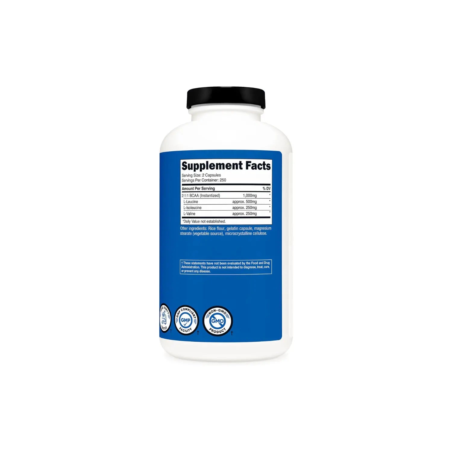 Nutricost Bcaa 2:1:1 Aminoacidos 500mg Rendimiento y recuperacion                 (500 mg por cápsula)