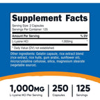 Nutricost L-Lisina 500 mg 250 Cápsulas