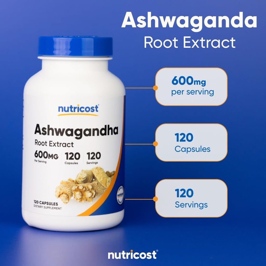 *-Nutricost Ashwagandha Ginseng Indio Antiestrés 600 mg 120 Cápsulas