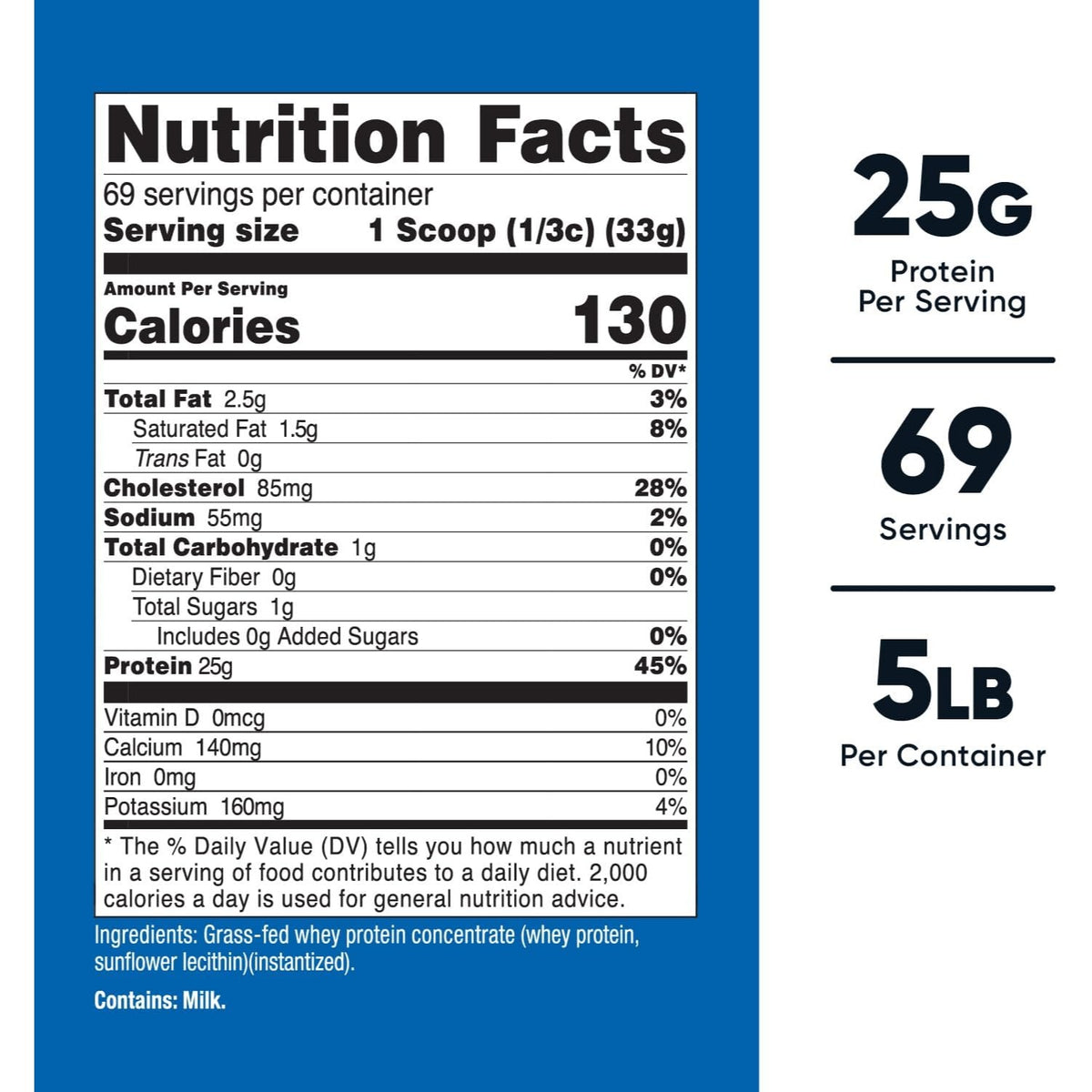 Nutricost Concentrado de Proteína de Suero Grass-Fed 5 lb Sin Sabor