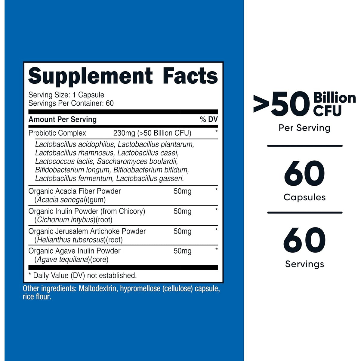 Nutricost Probióticos Complex 50 Mil Millones UFC 60 Cápsulas