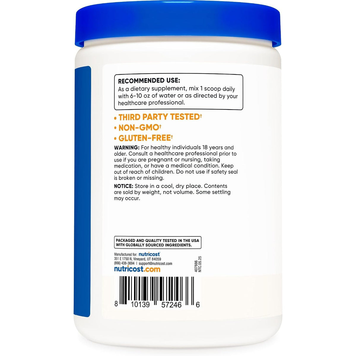 Nutricost NAC N-Acetil L-Cisteína en Polvo 500 g