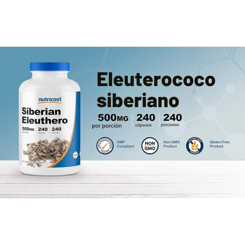 Nutricost Eleuthero Siberiano 500 mg 240 Cápsulas