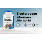 Nutricost Eleuthero Siberiano 500 mg 240 Cápsulas
