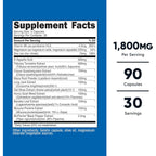 Nutricost Complejo de Apoyo de Testosterona 1800 mg 90 Cápsulas
