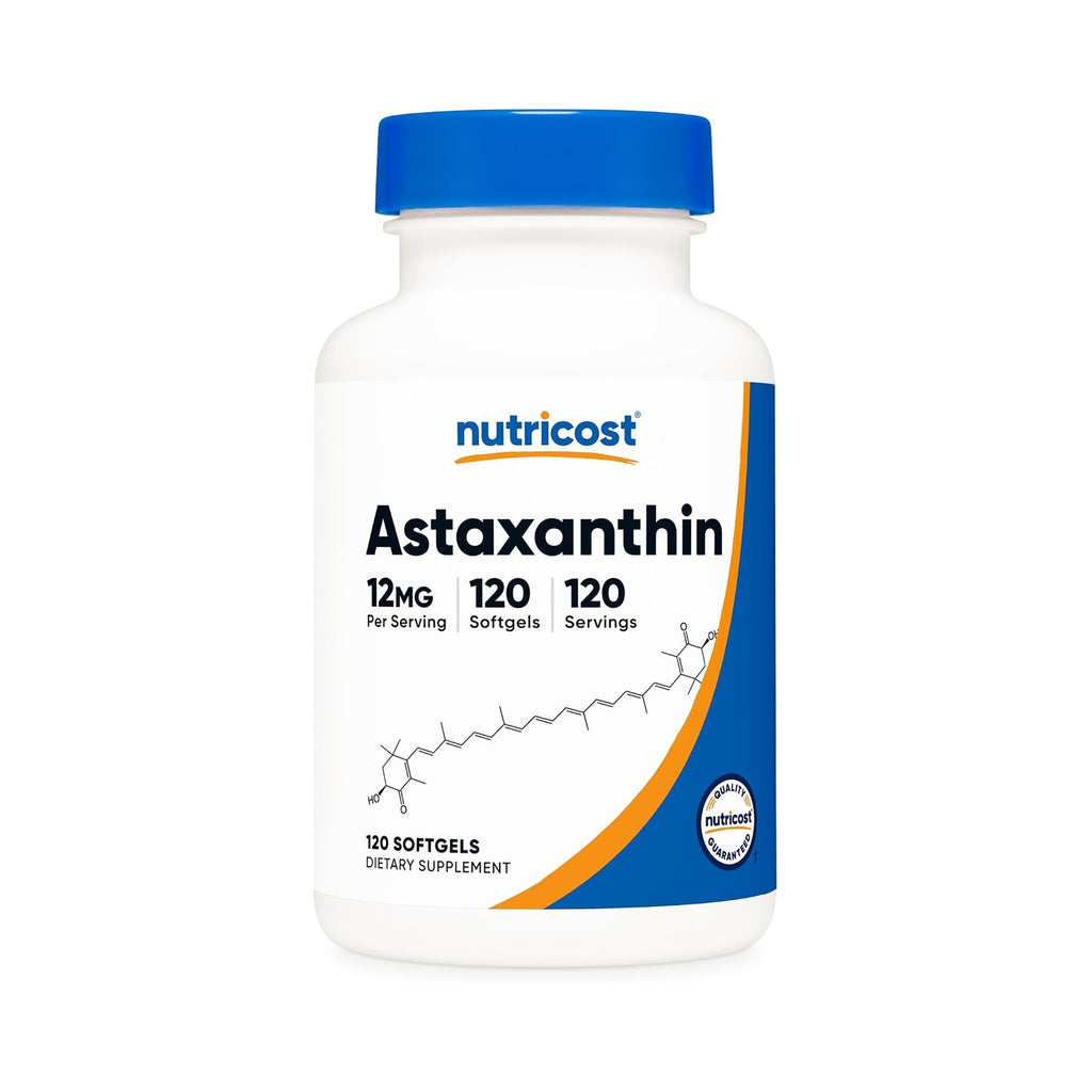 Nutricost Astaxantina 12 mg Sin OMG y Sin Gluten 120 Cápsulas Blandas