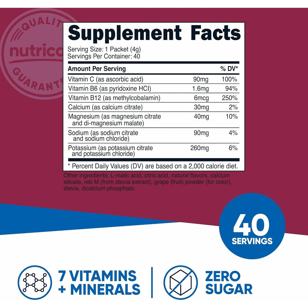 Nutricost Complejo de Electrolitos 40 Sobres Uva