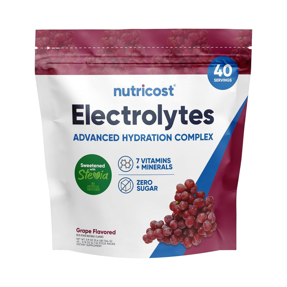 Nutricost Complejo de Electrolitos 40 Sobres Uva