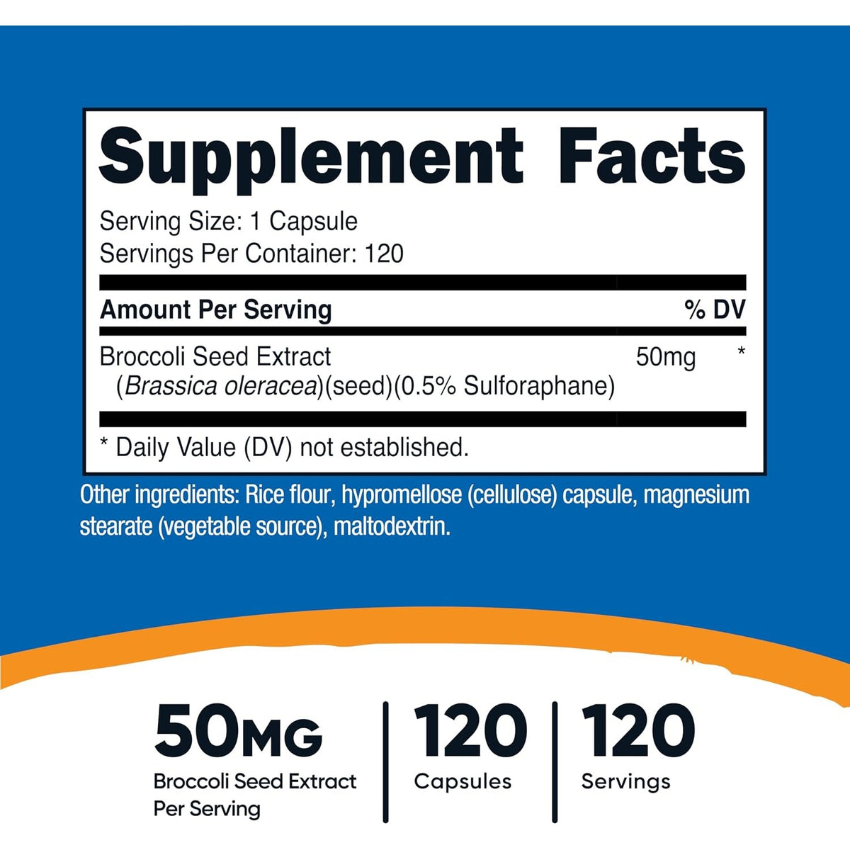 Nutricost Sulforafano Glucosinolato (SGS) 50 mg 120 Cápsulas