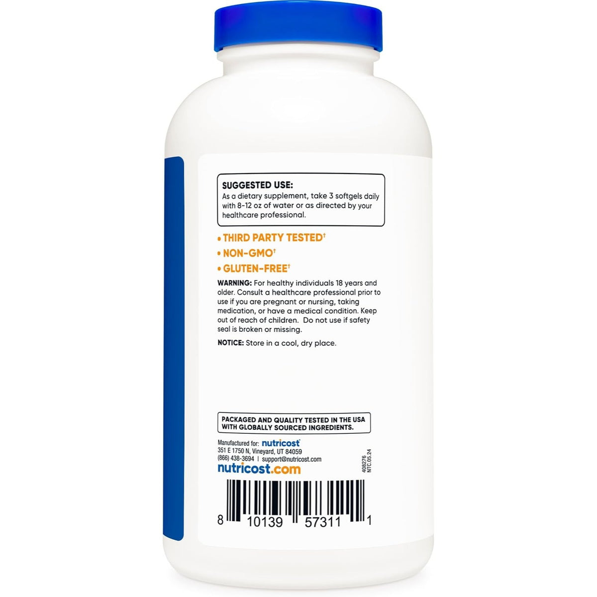Nutricost CLA Ácido Linoleico Conjugado 2400 mg 240 Cápsulas Blandas