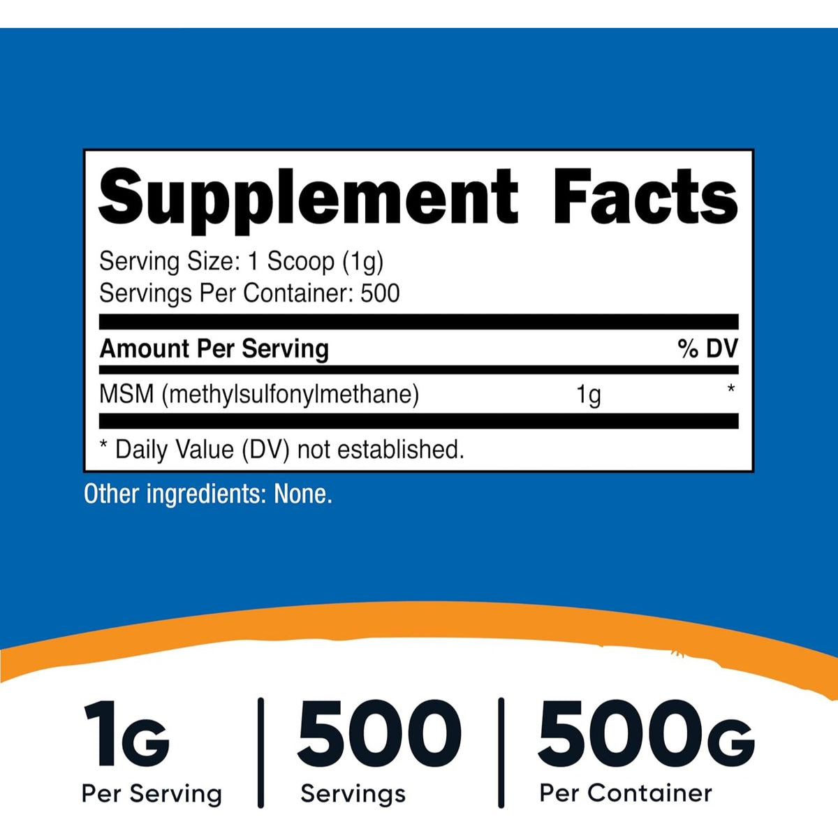 Nutricost MSM en Polvo 500 g 500 Porciones