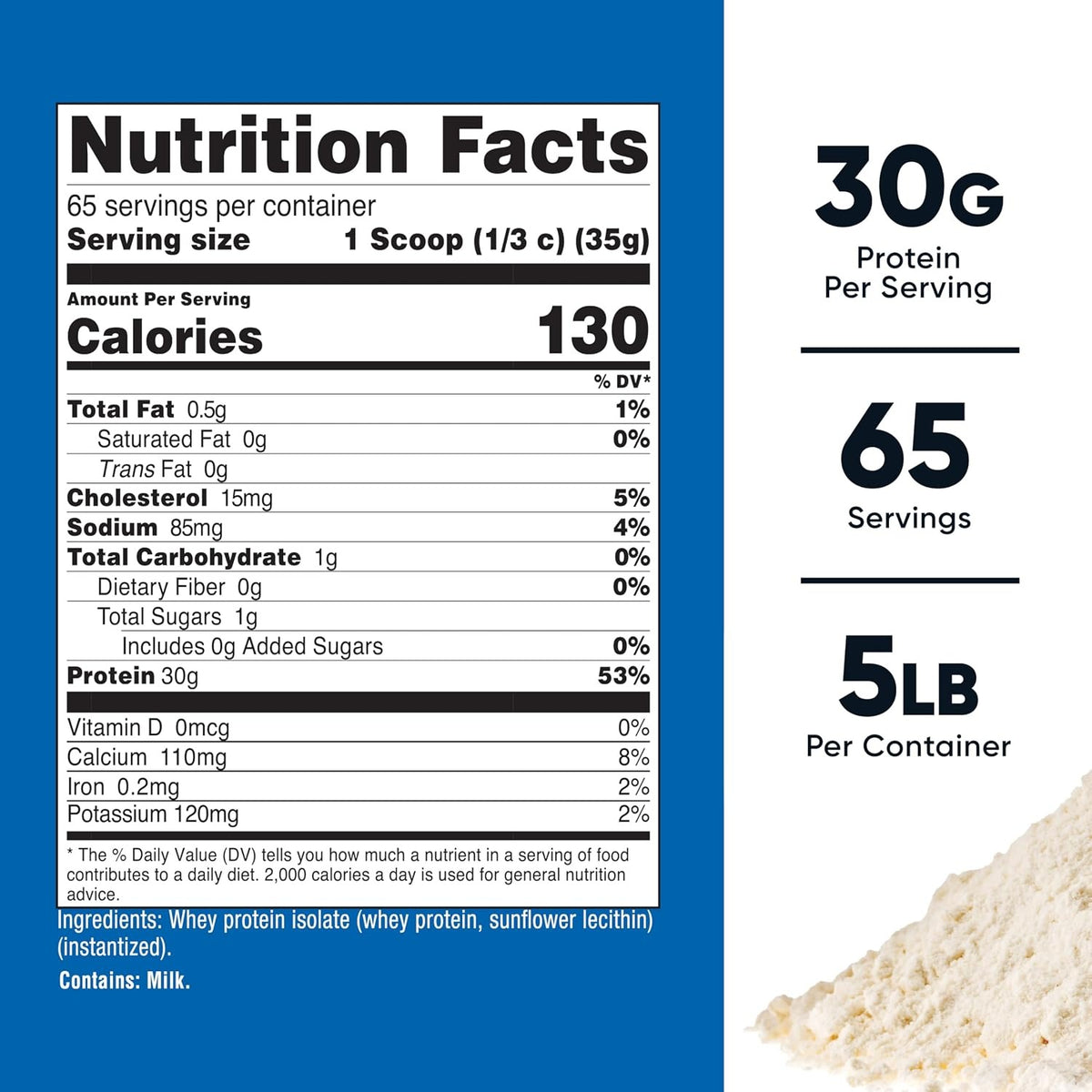 Nutricost Aislado de Proteína de Suero en Polvo 5 lb Sin Sabor