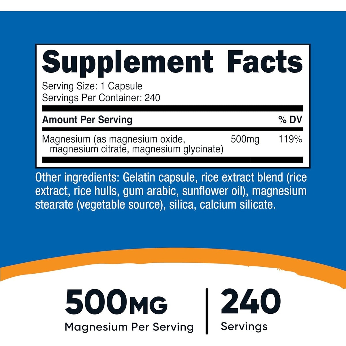 Nutricost Complejo de Magnesio 500 mg 30 Cápsulas
