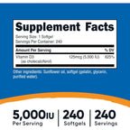 Nutricost Vitamina D3 5000 UI 30 Cápsulas Blandas