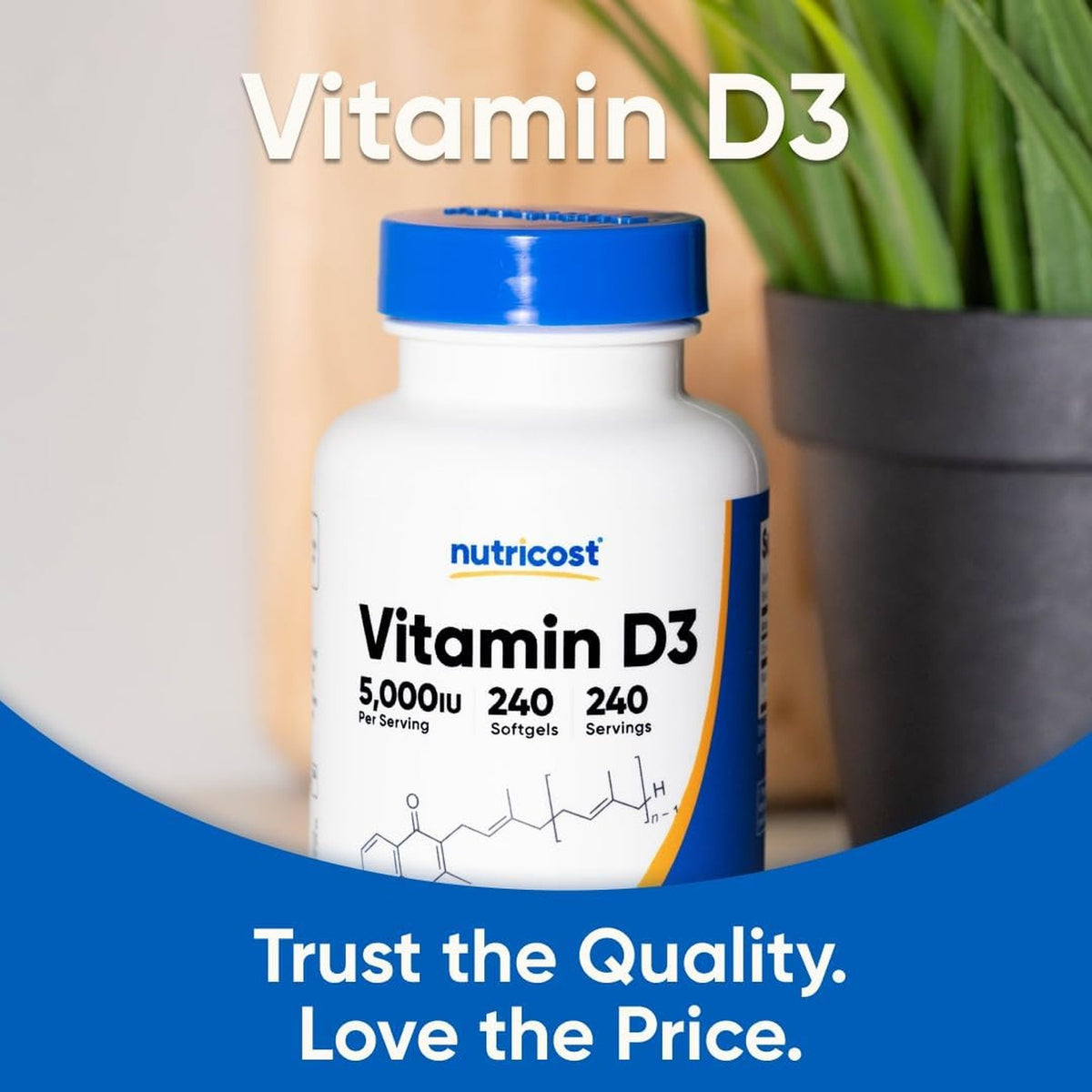 Nutricost Vitamina D3 5000 UI 30 Cápsulas Blandas