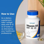 Nutricost Vitamina D3 5000 UI 30 Cápsulas Blandas
