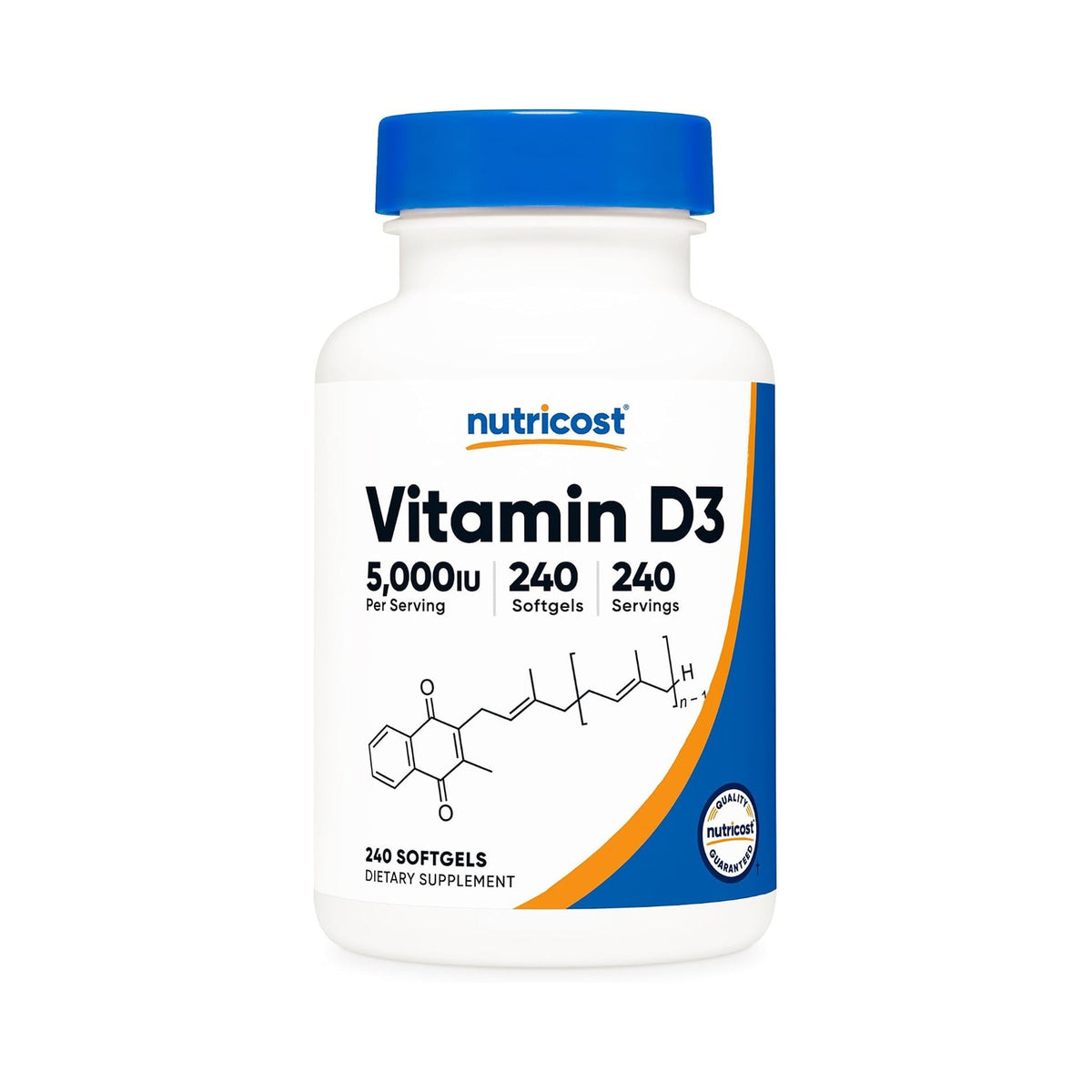 Nutricost Vitamina D3 5000 UI 30 Cápsulas Blandas