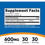 Nutricost N-Acetil L-Cisteína (NAC) 600 mg 30 Cápsulas Vegetales